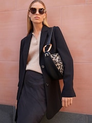 Black Single Breasted Longline Tailored Jacket - Image 3 of 4