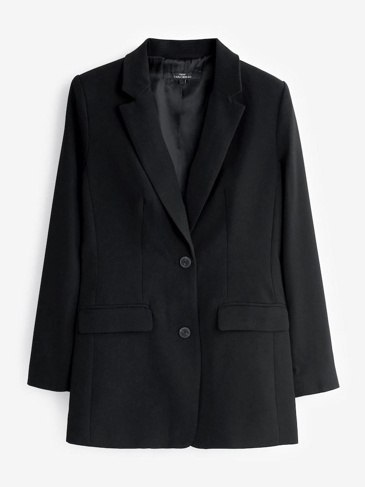Black Single Breasted Longline Tailored Jacket - Image 4 of 4