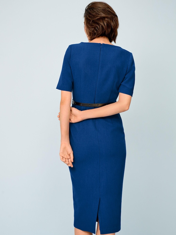 Blau - Figurbetontes Midikleid mit Gürtel - Bild 2 von 5