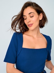 Blau - Figurbetontes Midikleid mit Gürtel - Bild 3 von 5