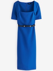 Blau - Figurbetontes Midikleid mit Gürtel - Bild 5 von 5