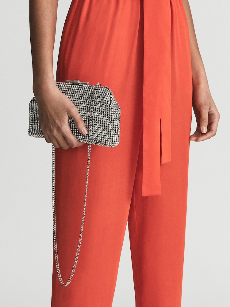 Reiss Silver Adaline Embellished Clutch Bag - Image 2 of 9 Reiss Silver Adaline Embellished Clutch Bag - Image 2 of 9