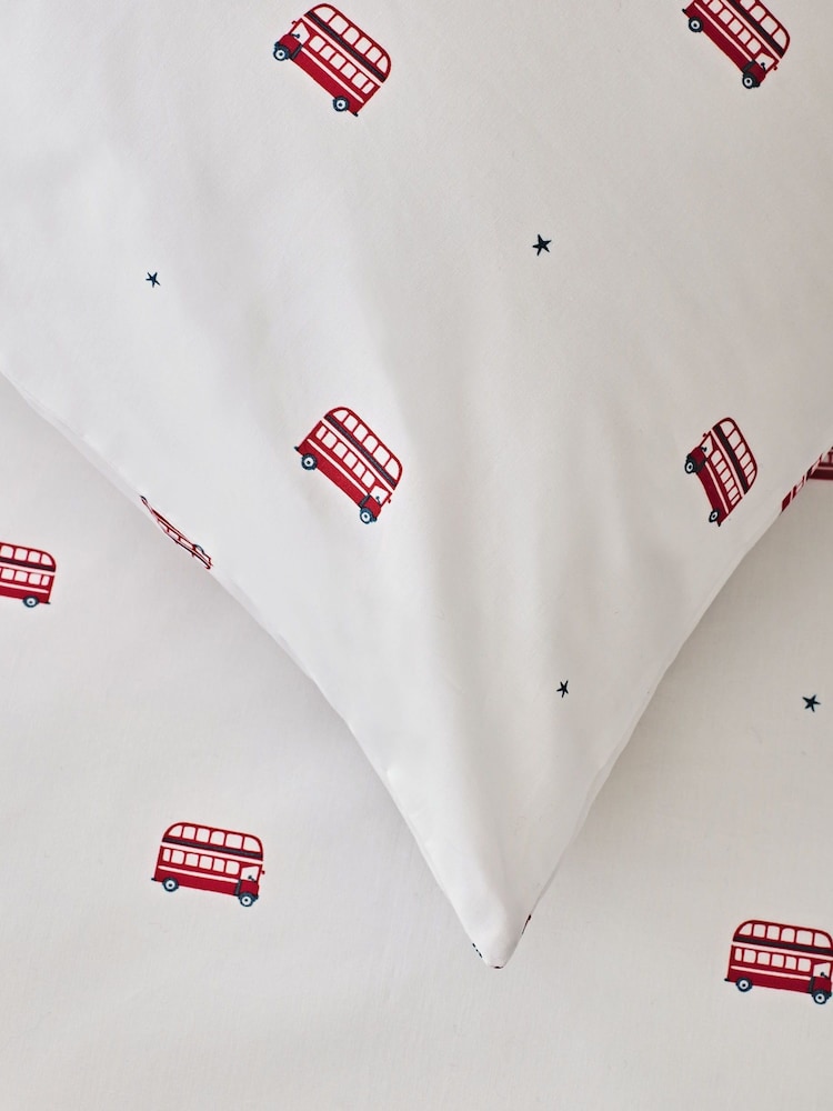 The White Company London Bus Single 100% Cotton Pillowcase and Duvet Cover Set - Изображение 3 из 3