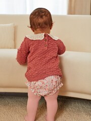 Pink Floral Baby Jumper, Knicker & Tights 3 Piece Set (0mths-2yrs) - Image 2 of 7