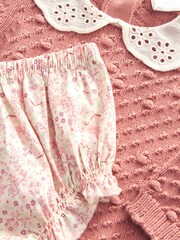 Pink Floral Baby Jumper, Knicker & Tights 3 Piece Set (0mths-2yrs) - Image 6 of 7