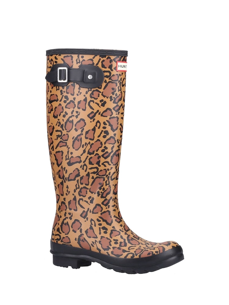Hunter Original Brown Tall Leopard Print Wellies - Image 2 of 4