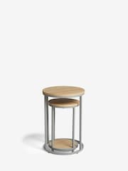 Dove Grey Malvern Oak Effect Round Set of 2 Nest of Tables - Image 5 of 7