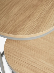 Dove Grey Malvern Oak Effect Round Set of 2 Nest of Tables - Image 6 of 7