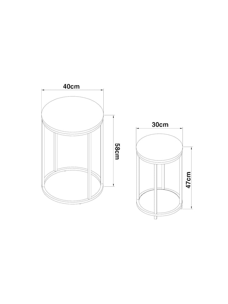 Dove Grey Malvern Oak Effect Round Set of 2 Nest of Tables - Image 7 of 7