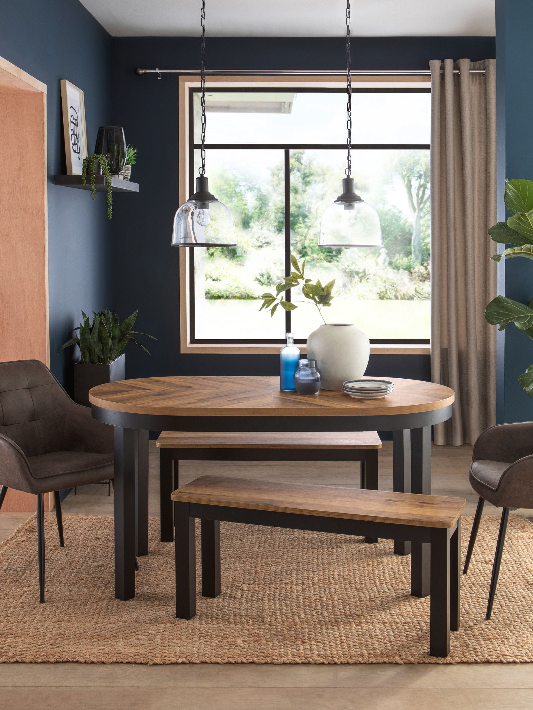 Bronx dining table and bench set discount