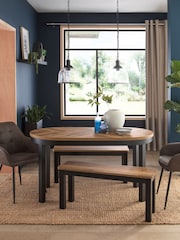 Dark Bronx Oak Effect 6 Seater Dining Table and Bench Set - Image 1 of 8