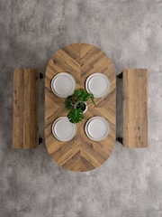 Dark Bronx Oak Effect 6 Seater Dining Table and Bench Set - Image 2 of 8