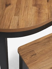 Dark Bronx Oak Effect 6 Seater Dining Table and Bench Set - Image 3 of 8