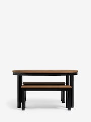 Dark Bronx Oak Effect 6 Seater Dining Table and Bench Set - Image 4 of 8