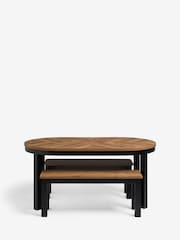Dark Bronx Oak Effect 6 Seater Dining Table and Bench Set - Image 6 of 8