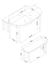 Dark Bronx Oak Effect 6 Seater Dining Table and Bench Set - Image 8 of 8
