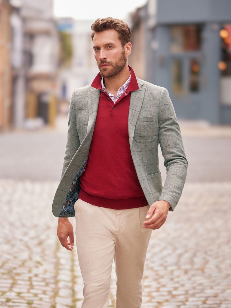 Taupe Brown Slim Nova Fides Check Blazer - Image 1 of 11