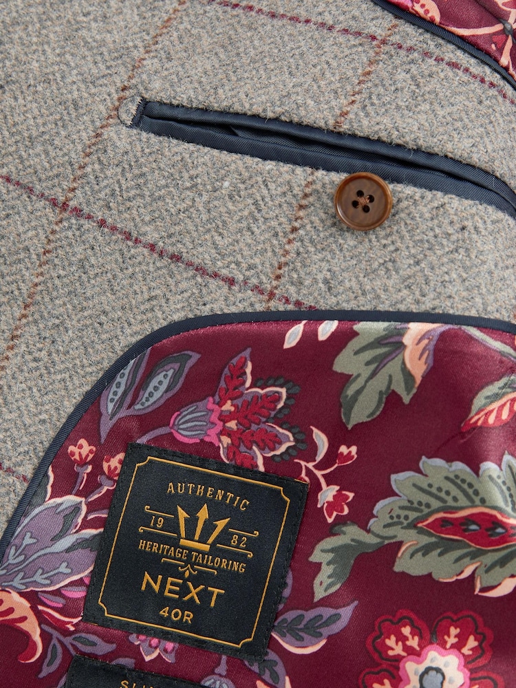 Taupe Brown Slim Nova Fides Check Blazer - Image 10 of 11