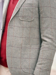 Taupe Brown Slim Nova Fides Check Blazer - Image 4 of 11
