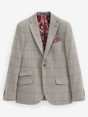 Taupe Brown Slim Nova Fides Check Blazer - Image 7 of 11