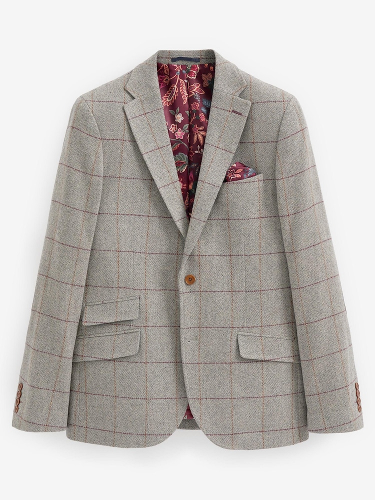 Taupe Brown Slim Nova Fides Check Blazer - Image 7 of 11