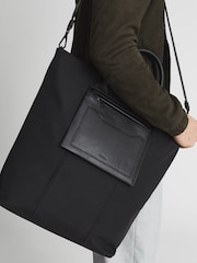 Reiss Black Bellingham North South Ripstop Nylon Tote Bag - Image 3 of 9