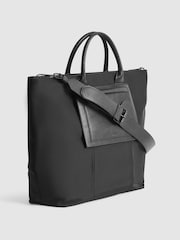 Reiss Black Bellingham North South Ripstop Nylon Tote Bag - Image 4 of 9