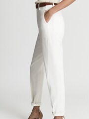 Reiss White Erin Cotton Tapered Trousers - Image 4 of 6