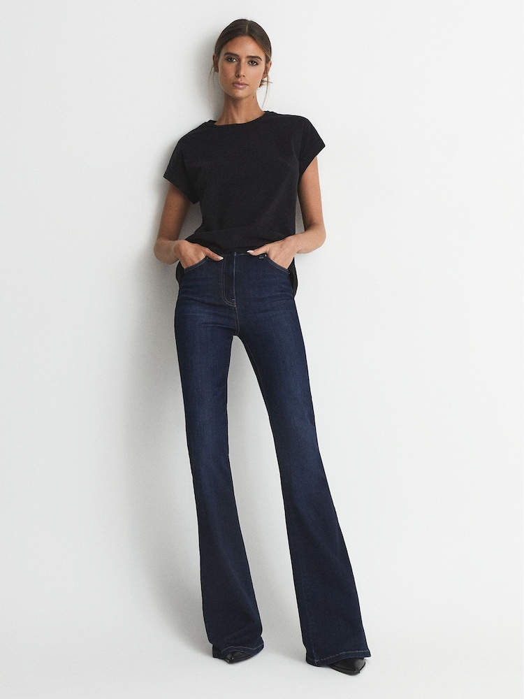 Reiss Black Cotton-Jersey Crew Neck T-Shirt - Image 1 of 4