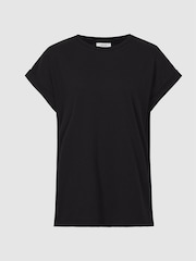 Reiss Black Cotton-Jersey Crew Neck T-Shirt - Image 2 of 4