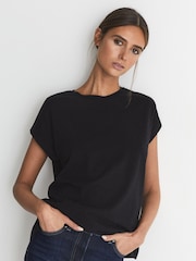 Reiss Black Cotton-Jersey Crew Neck T-Shirt - Image 3 of 4