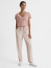 Reiss Light Pink Luana Cotton-Jersey V-Neck T-Shirt - Image 3 of 6