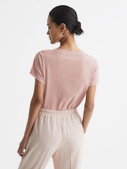 Reiss Light Pink Luana Cotton-Jersey V-Neck T-Shirt - Image 5 of 6