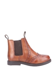 Cotswold Kids Tan Brown Nympsfield Brogue Pull On Chelsea Boots - Image 1 of 4