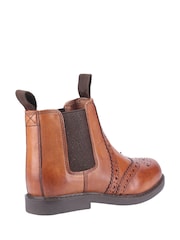 Cotswold Kids Tan Brown Nympsfield Brogue Pull On Chelsea Boots - Image 2 of 4