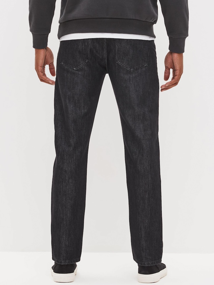 Black Cotton Straight Fit Jeans - Image 3 of 8