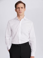 MOSS White Tailored Fit Single Cuff Dobby Shirt - Image 1 of 5