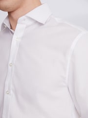 MOSS White Tailored Fit Single Cuff Dobby Shirt - Image 3 of 5