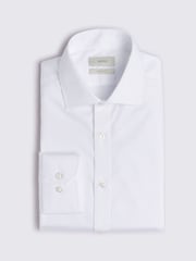 MOSS White Tailored Fit Single Cuff Dobby Shirt - Image 4 of 5