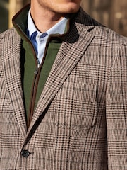 Brown Check Slim Fit Nova Fides Wool Blend Formal Jacket - Image 4 of 5