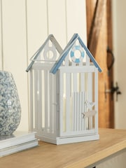 White Metal Beach Hut Lantern - Image 1 of 4