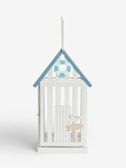 White Metal Beach Hut Lantern - Image 2 of 4