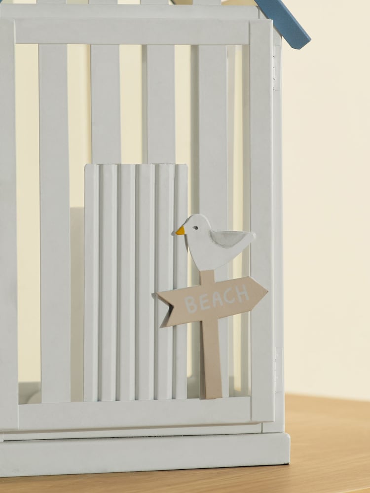 White Metal Beach Hut Lantern - Image 4 of 4