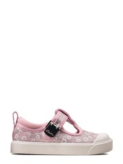 Clarks Pink Floral City Dance Wide Fit G Fit Canvas Shoes - Image 1 of 7