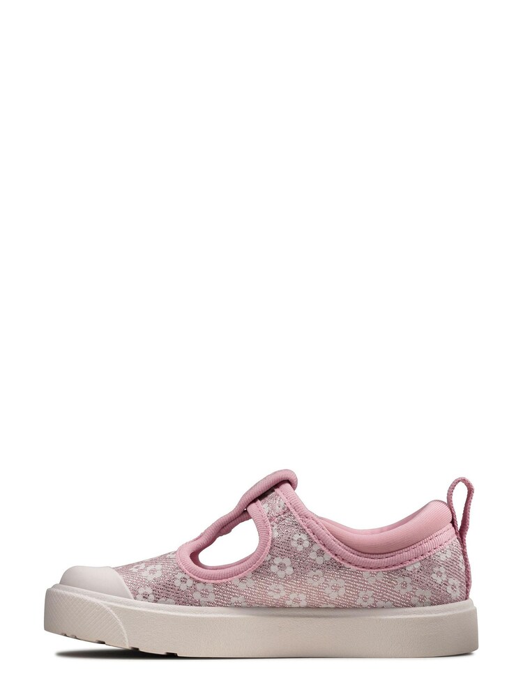 Clarks Pink Floral City Dance Wide Fit G Fit Canvas Shoes - Image 2 of 7