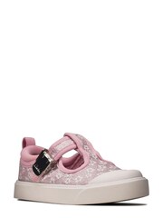 Clarks Pink Floral City Dance Wide Fit G Fit Canvas Shoes - Image 3 of 7