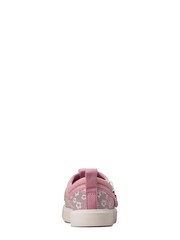 Clarks Pink Floral City Dance Wide Fit G Fit Canvas Shoes - Image 5 of 7