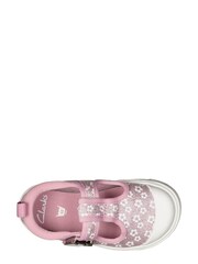 Clarks Pink Floral City Dance Wide Fit G Fit Canvas Shoes - Image 6 of 7