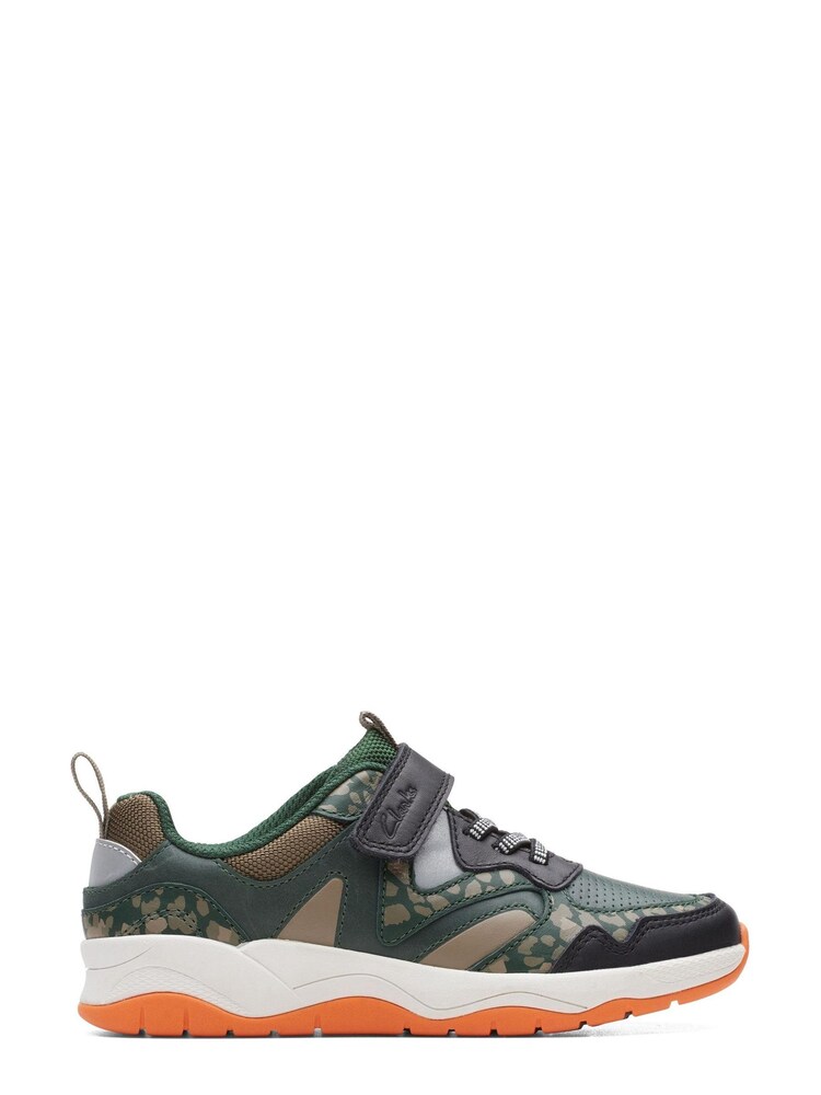 Clarks Khaki Green Clowder Run G Fit Trainers - Image 1 of 7