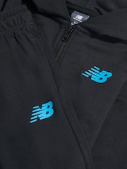 New Balance Black/Blue Linear Logo FT Zip Through Hoodie & Joggers Set - Image 3 of 3